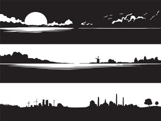 Fototapeta premium Gorgeous scenic horizon silhouettes featuring stunning minimal outlines
