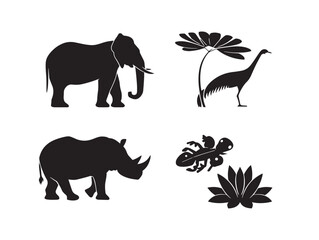 Stunning bold jungle landscape silhouettes with dynamic artistic forms