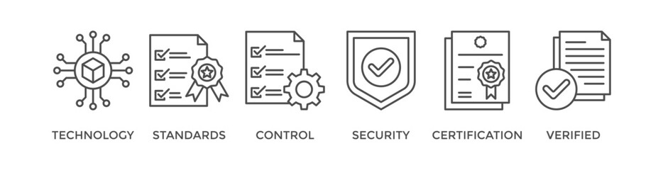 ISO27001 banner web icon vector illustration concept for  information security management system (ISMS) with an icon of technology, standards, control, security, certification, and verified