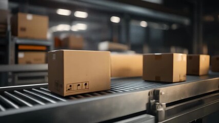 Efficient warehouse conveyor belt with packages ready for shipping in a modern logistics facility - Powered by Adobe