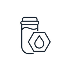 Test tube with a medical preparation. Vector linear icon illustration isolated on white background.