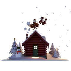 Shack In Winter Christmas Front View