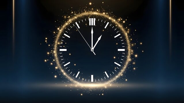 New Year Countdown Clock and Light Particles