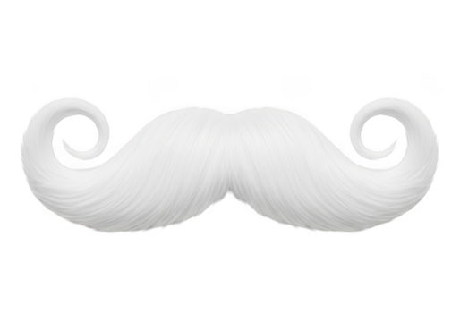 White santa claus style mustache isolated on transparent background