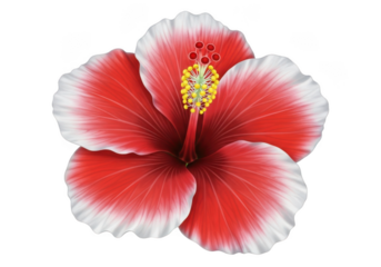 Single red hibiscus flower isolated on transparent background