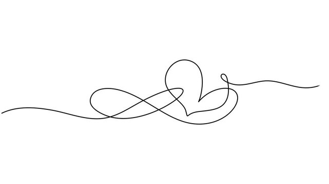 Romantic Love and Infinity Continuous Line Art Design Concept for Background, Loop mobius icon and endless forever love concept. Full length one line animation. 4K Animated self drawing of continuous.
