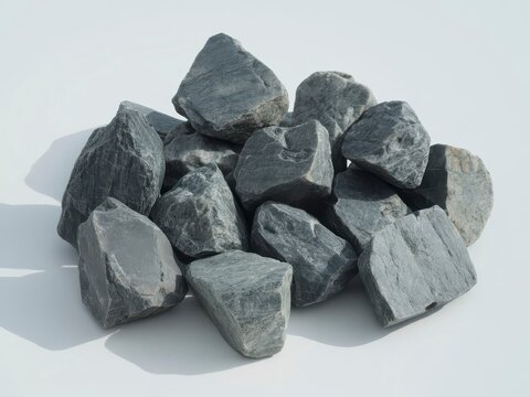 Stunning pile of natural bluestone rock perfect for landscaping projects or zen gardens, brings a touch of organic elegance, ideal for design mockups