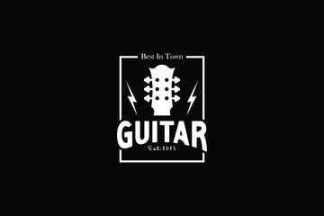 Guitar rock and roll logo design