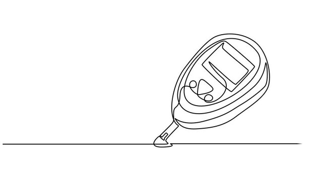 Sugar meter continuous one line drawing animation. Glucometer pharmacy equipment animation video, Animated self drawing of continuous line draw Blood sugar meter. One continuous line drawing of Blood.