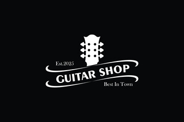 Guitar music store logo design with vintage style