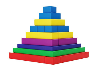 Geometric block pyramid toy isolated on transparent background