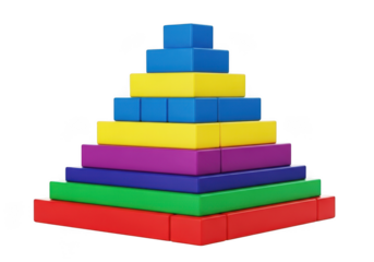Geometric block pyramid toy isolated on transparent background