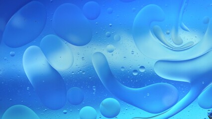 Abstract Colorful Organic Food Oil Drops Bubbles On Water Surface