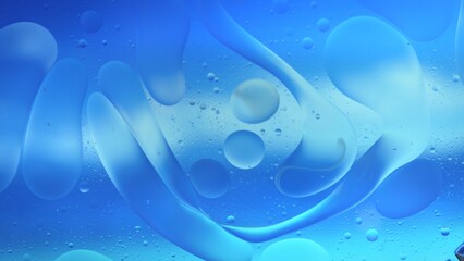 Abstract Colorful Organic Food Oil Drops Bubbles On Water Surface