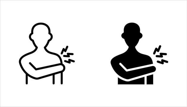 Arm swelling icon set. Rash on hand. Allergic reaction. Vaccination side effect. vector illustration on white background