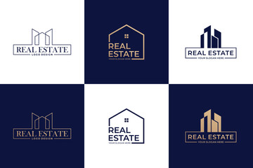 Set of luxury real estate logo design.