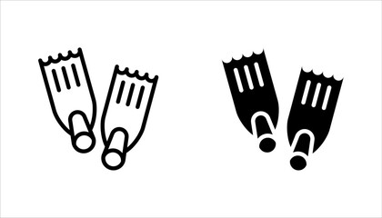 Scuba flippers icons set. flippers set featuring various designs for underwater activities, vector illustration on white background © Ainul
