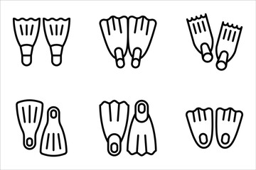 Scuba flippers icons set. flippers set featuring various designs for underwater activities, vector illustration on white background © Ainul