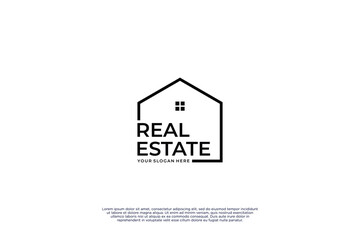 Real estate logo. Word mark with house logo