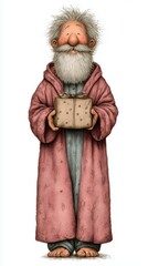 Joyful and kind Santa Claus congratulating in Christmas night, giving gift. Portrait of bearded old man stretching box with present talking congratulations and best wishes, happy Xmas. High quality