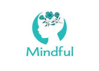 Wellness Logo – Floral Head Silhouette Icon | Mental Health & Meditation Brand | Vector for Therapy, Counseling, Yoga & Spa