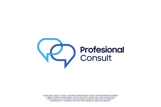 Professional consult logo design. Bubble chat logo with line art style