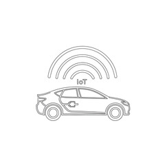 Connected vehicle technology and the Internet of Things (IoT) concept illustration