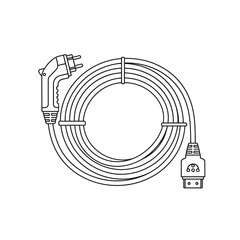 Electric Vehicle Charging Cable Simple Outline Illustration for EV Charging Station Usage
