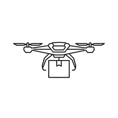 Drone delivering package illustration, modern technology for fast logistics and shipping services