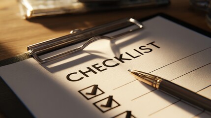 Light beam illuminating checklist, productivity, clear priorities