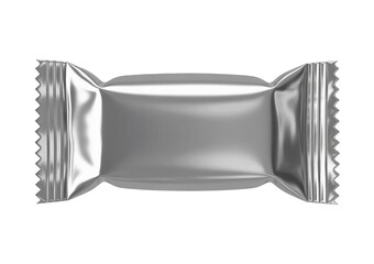 Blank silver foil candy bar or chocolate wrapper mockup isolated on transparent white background 