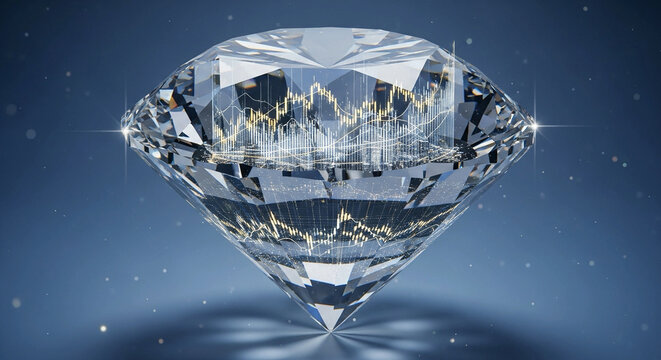 Unlock financial brilliance with this stunning diamond reflecting market trends, perfect for investment firms and financial advisors seeking a touch of elegance