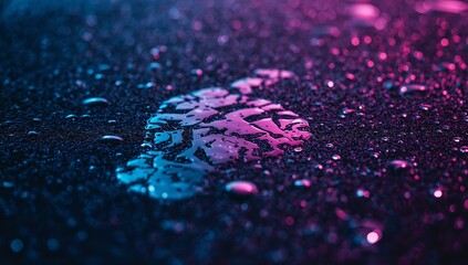 Abstract neon water droplets on black surface create a stunning vibrant background