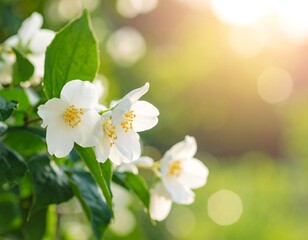 Obraz premium White jasmine flowers in sunlight