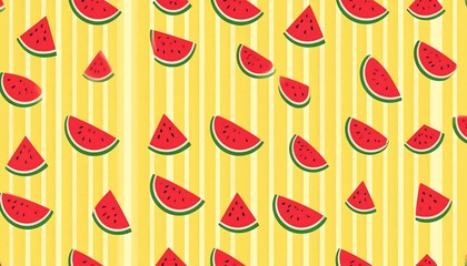 Watermelon slices on a yellow striped background (1)