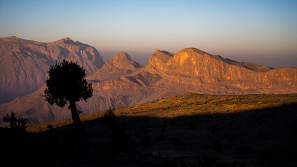Tranquil scene from the Al Hajar Mountains, Oman. Landscape near the Balcony Walk, Jabal Shams and the Grand Canyon of Oman.