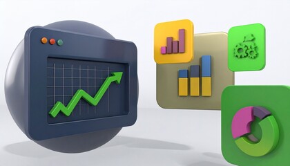Medical financial progress report with a stethoscope on a stock market graph showing data increase