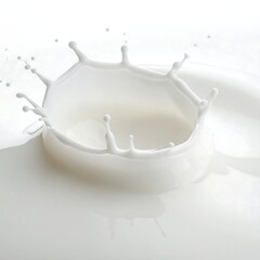 Close-up of milk splash, creating a crown shape on white surface