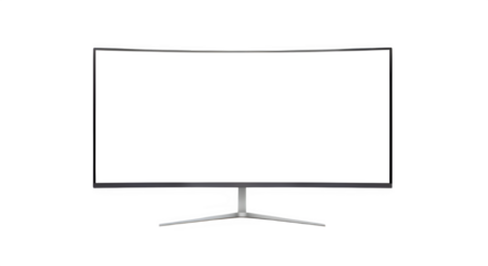 Realistic Wide Curved Computer Monitor Mockup Isolated on White Background - Gaming Screen Display Template