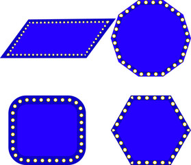 Blue Marquee Sign Frames Set Retro Broadway Light Box and Vintage Show Banner Vector