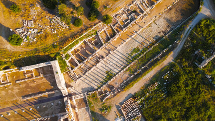 Gelemis, Turkey. Colonnaded Street and Agora archaeological complex in Patara, ancient urban...
