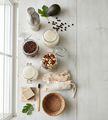 spices and herbs on wooden table
