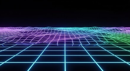 Vibrant neon grid landscape for futuristic tech and design projects