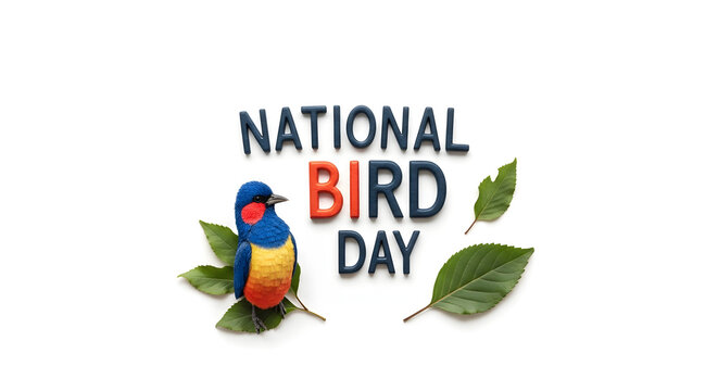 National Bird Day isolated white background