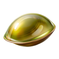 Glossy green and yellow iridescent seashell isolated on transparent background