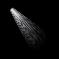 This image features a single, intense beam of white light, originating from the upper left and fanning out downwards and to the right against a completely black background. The light appears to have v