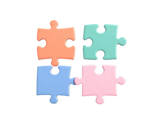 Obraz premium 4 pastel puzzle pieces linked. Black backdrop