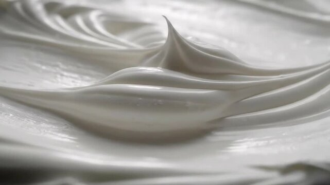Swirling creamy white frosting creating smooth textured patterns