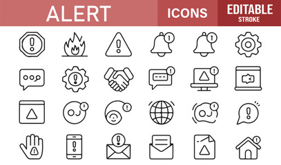Safety and notification line icons pack for UX designers