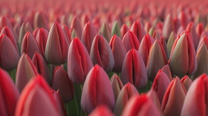 Obraz premium Vibrant Red Tulip Buds, Abstract Floral Beauty